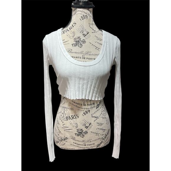 Cotton Citizen Tops - Cotton Citizen White Cropped Long Sleeve Robed Shirt Size XS NEW